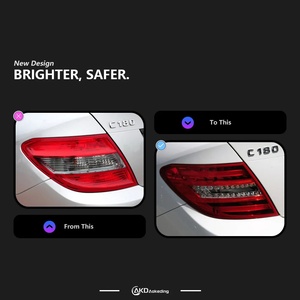 2007-2013 C-Class w204 đuôi đèn lắp ráp phong cách ban đầu LED phanh ánh sáng màu đỏ ống kính cho phía sau sửa đổi cho mô hình mới - Product Image 4