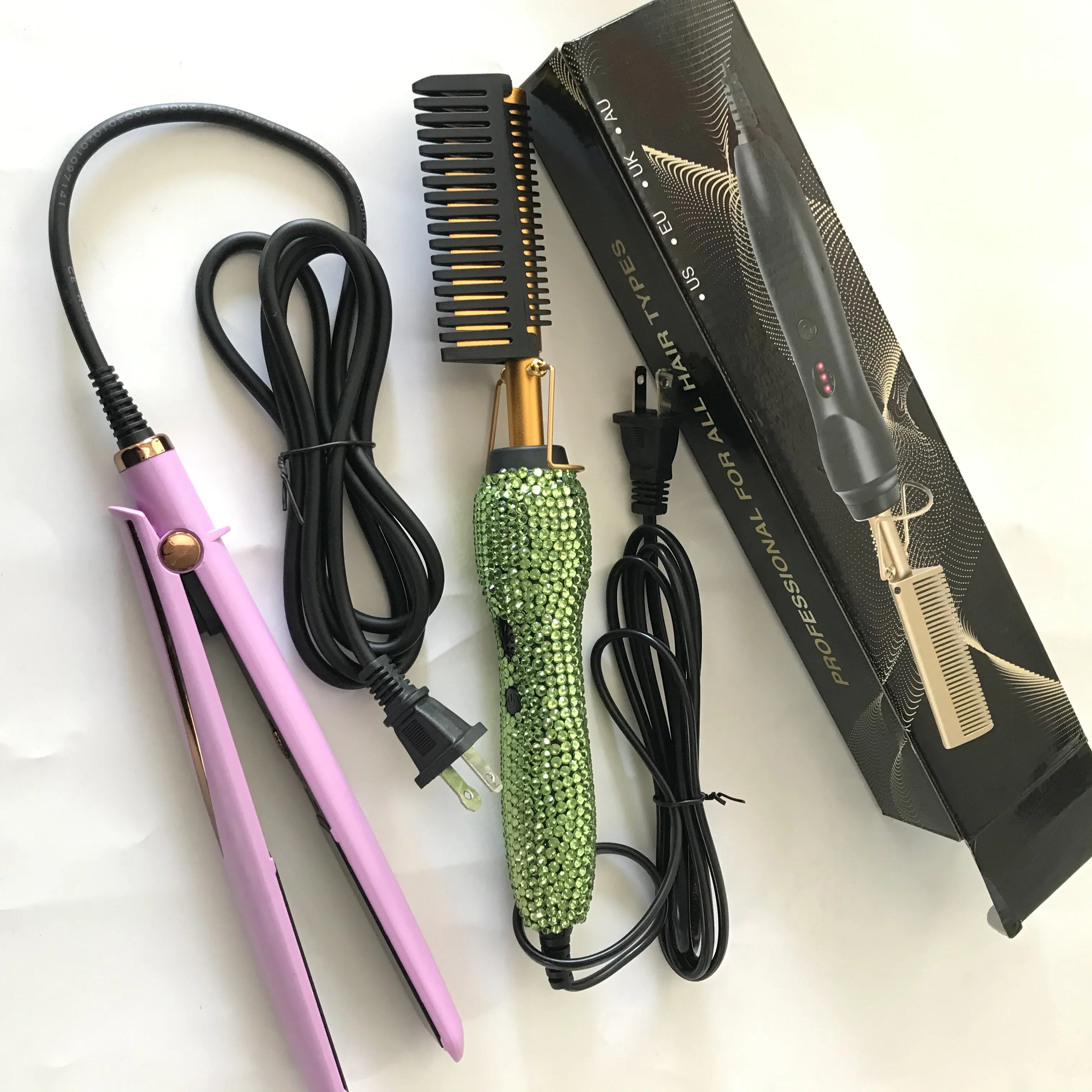 hot comb hair straightener electric heating comb professional,curling iron bling hot comb
