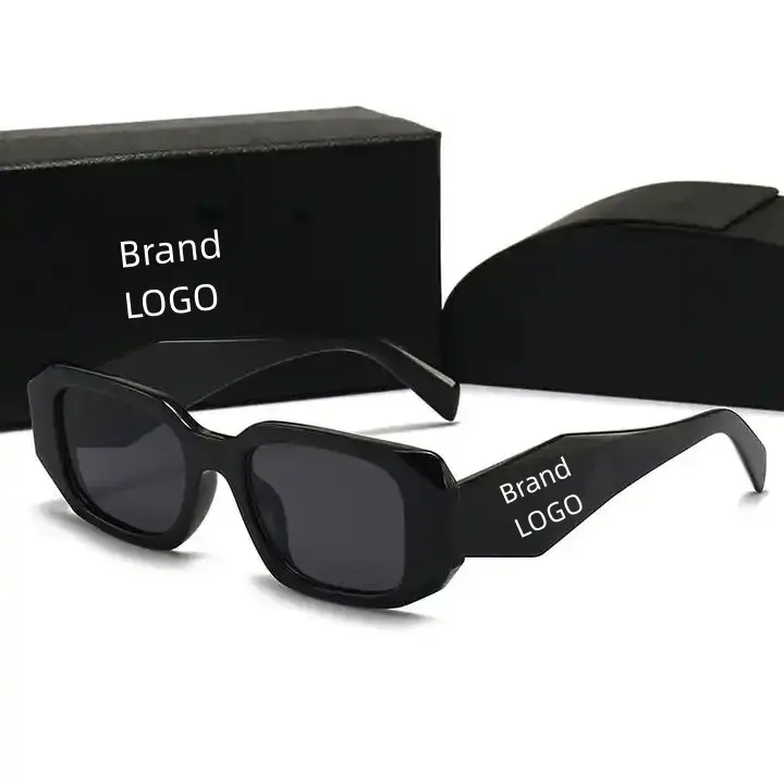 2023 moda marca de lujo diseñador negro sombras cuadrado logotipo personalizado gafas de sol marco pequeño moda gafas de sol 2024 para hombres