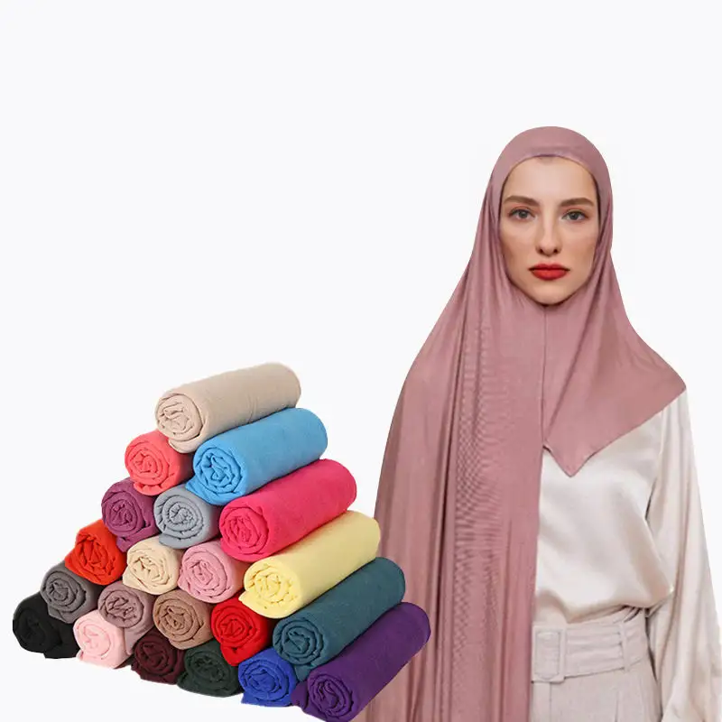 Hochwertiger elastischer atmungsaktiver islamischer Schal Seidenbaumwolle Premium Jersey Hijab-Schal