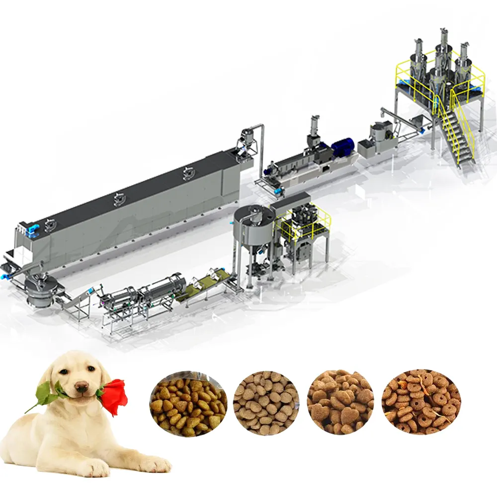 Mesin pembuat makanan anjing kering mesin ekstruder pengumpan ikan produksi makanan hewan peliharaan garis pemrosesan