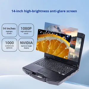 14-Inch Portable Industrial Rugged Laptop Wide Temperature Outdoor Workstation with Linux Embedded <strong>Computer</strong> in Stock