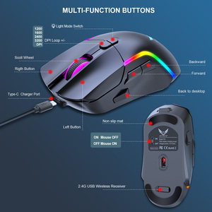 7-8D ricarica Wireless competitivo Mini Mouse pollo Macro di programmazione di fabbrica diretta colorata RGB per Computer di destra di plastica - Product Image 6