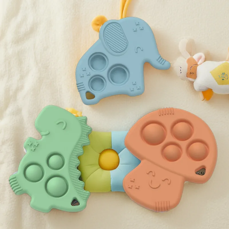 Presente recém-nascido Conjunto de 3 Brinquedos de dentição do bebê para 0-6 Meses BPA Free Silicone Animal Shape Baby Teethers Chew Toys