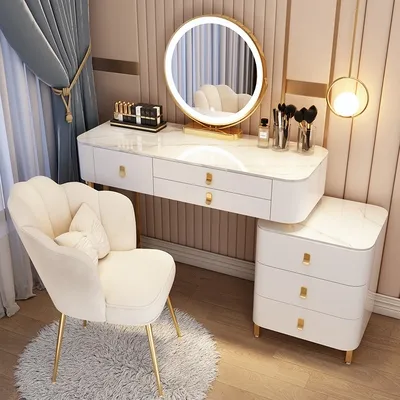 NOVA White Light Luxury Nordic Bedroom Vanity Table Organizer Smart toletta con ricarica Wireless