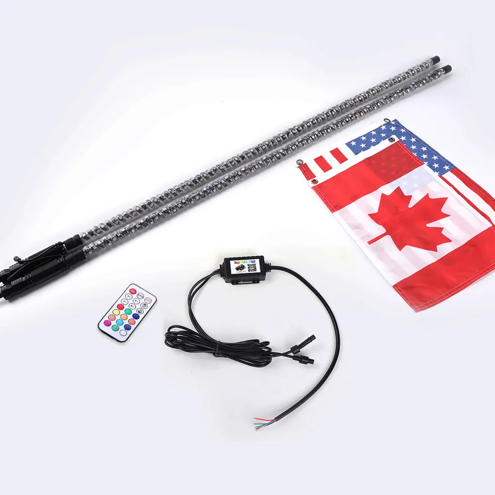 Rzr-antena automotriz para coche, látigo de poste de bandera, luces Led, antenas de 12 pies, látigo de luces Utv para camión