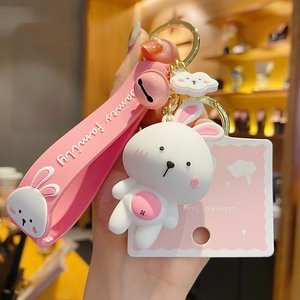 Bonito <span class=keywords><strong>3D</strong></span> <span class=keywords><strong>Soft</strong></span> PVC Rubber Keychain Cartoon Animal Bag Doll Charm Pendant Chaveiros com encantos animais
