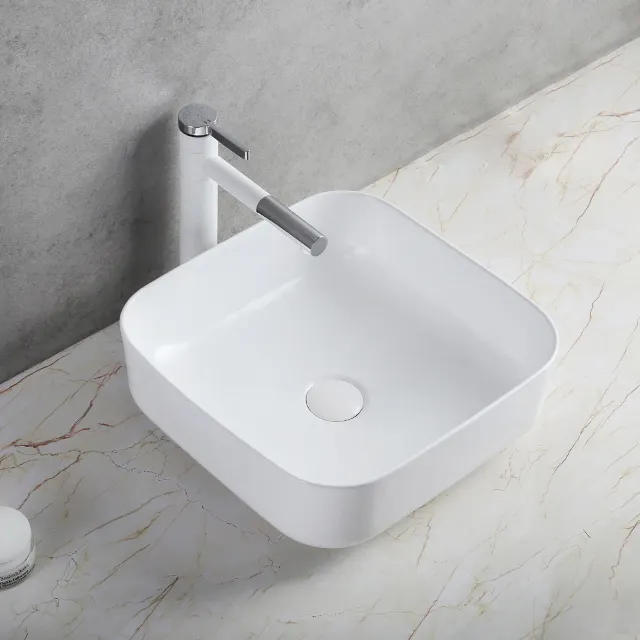 Современный дизайн, белая раковина для ванной комнаты, керамическая раковина с тонкими краями