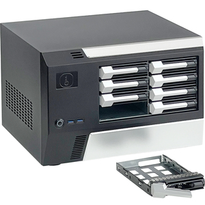Vỏ máy chủ lưu trữ máy tính dạng Mini-ITX 8 khay ổ cứng MATX-NAS màu đen, hỗ trợ hot-swappable, backplane SFF8643 Sas, hỗ trợ nguồn FLEX - Product Image 1