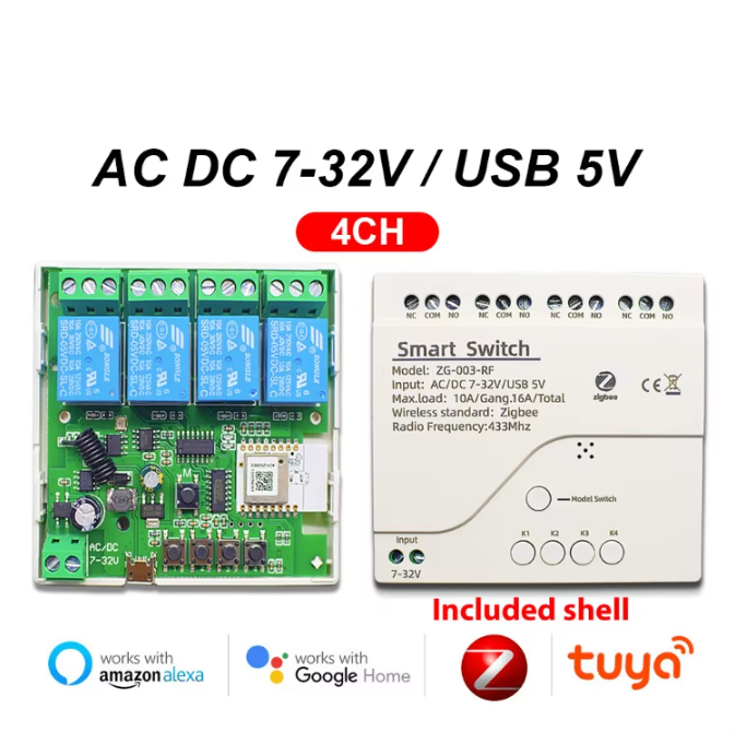 4CH AC/DC7-32V Tuya (รุ่น Zigbee)