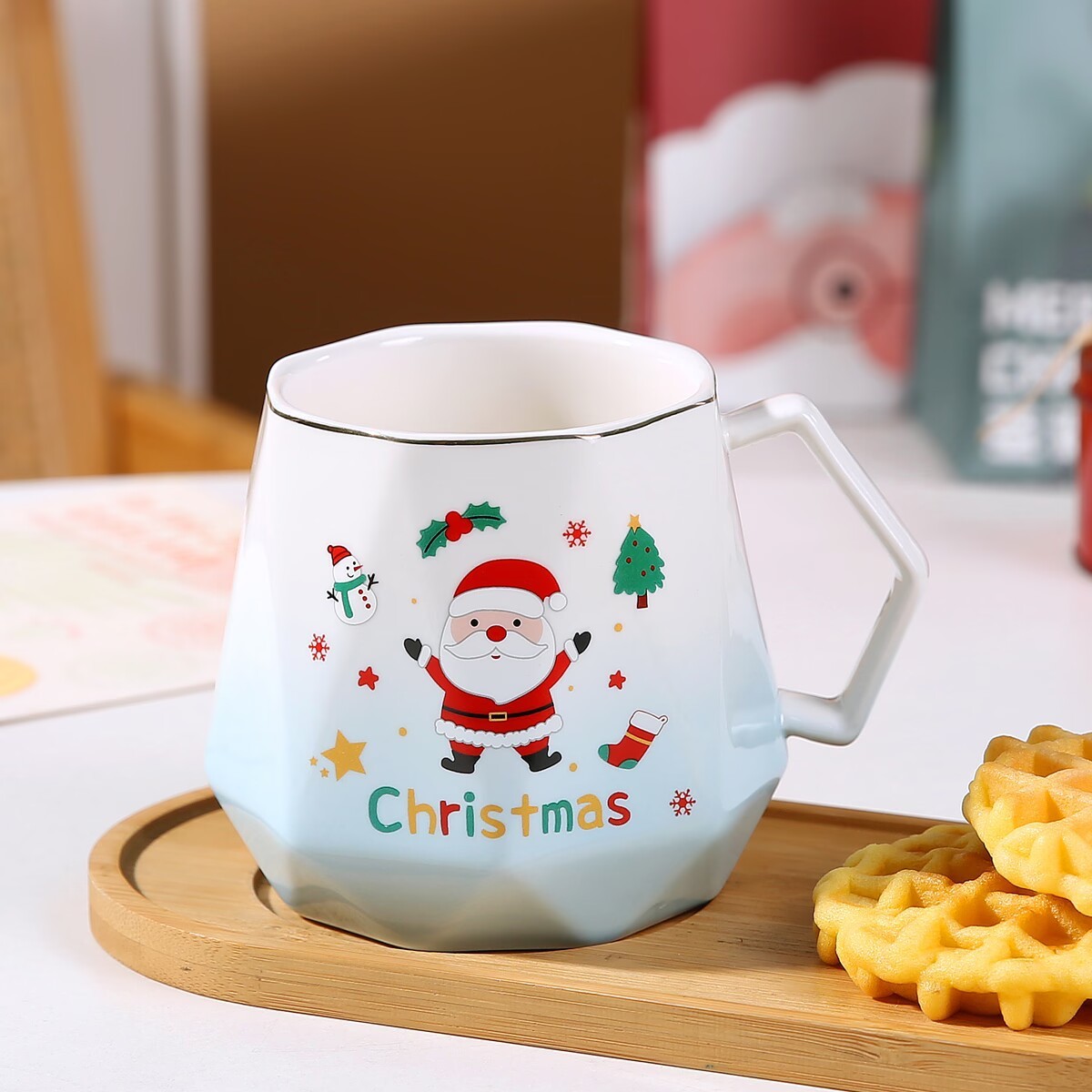 Santa claus single cup blue