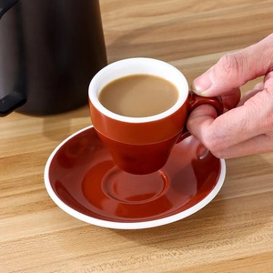 Klasik lale şekilli espresso kahve kupa 80ml fincan ve çay tabağı seti özelleştirilmiş yeniden kullanılabilir seramik bardak - Product Image 4