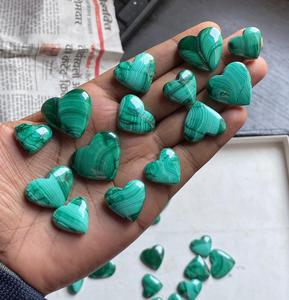 Natural Malachite Green Heart Shape Cabochon High Quality <strong>Jade</strong> Gemstone for Women's Jewelry Making 3mm Height
