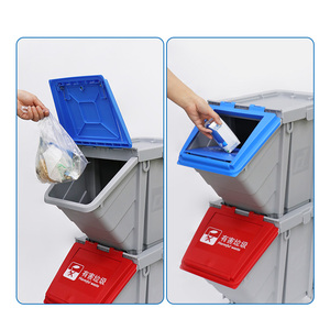 Clasificación de basura para oficina comercial, cubo de basura de plástico PP retardante de llama, ecológico, clasificación de reciclaje pequeña