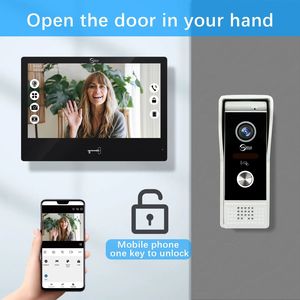 Anjielo Smart Apartment Video <span class=keywords><strong>Intercom</strong></span> 10.1inch <span class=keywords><strong>WiFi</strong></span> Touch Monitor com Detecção de Movimento Câmera HD e Pode Alterar a Área de Detecção
