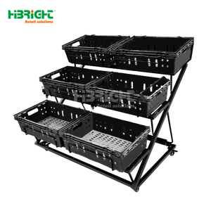 Gấp khung kim loại trái cây gian hàng di chuyển 3 lớp hiển thị đứng có thể gập lại Rau hiển thị giá - Product Image 6