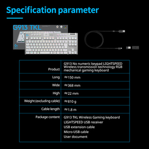 Logitech G913 TKL Three-Mode Low Axis Without <strong>Numeric</strong> Wireless Multifunctional <strong>Keys</strong> Mechanical Gaming <strong>Keyboard</strong> Rgb Backlight - Product Image 6