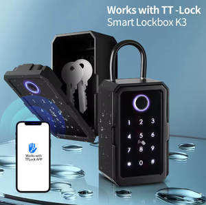 Yüksek güvenlik siyah alüminyum alaşım su geçirmez kablosuz parmak izi şifre kombinasyonu TTlock APP ev için tuş kilidi kutusu - Product Image 3