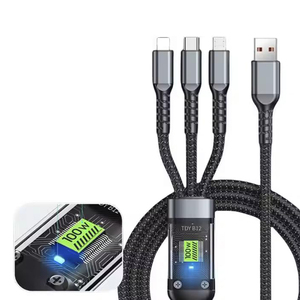4FT 18W kalın naylon örgülü 3 in 1 USB-A hızlı şarj aleti kablosu ile tip C, mikro USB, iOS - Product Image 3