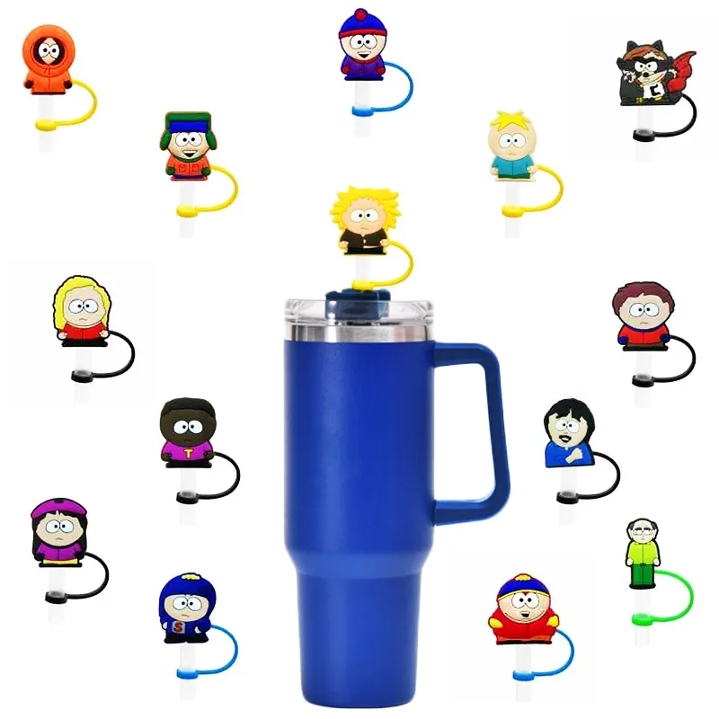 JT Popular South Park Bar Accessoires Pailles Réutilisables Dust Toppers Couvre Silicone Straw Topper Cover