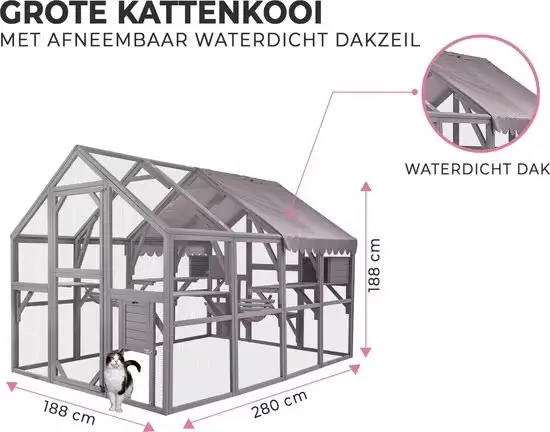 أقفاص حيوانات أليفة خشبية XPT070 منزل للقطة بلون رمادي للمنازل المزرعة في الهواء الطلق المنزل داخلي حجم كبير