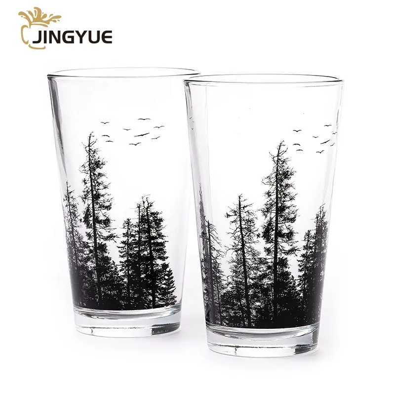 Jingyue, индивидуальный логотип, 16 унций, пивные бокалы, фестиваль, оптовая продажа, персонализированный пинтовый стакан для сока, напитков, молока