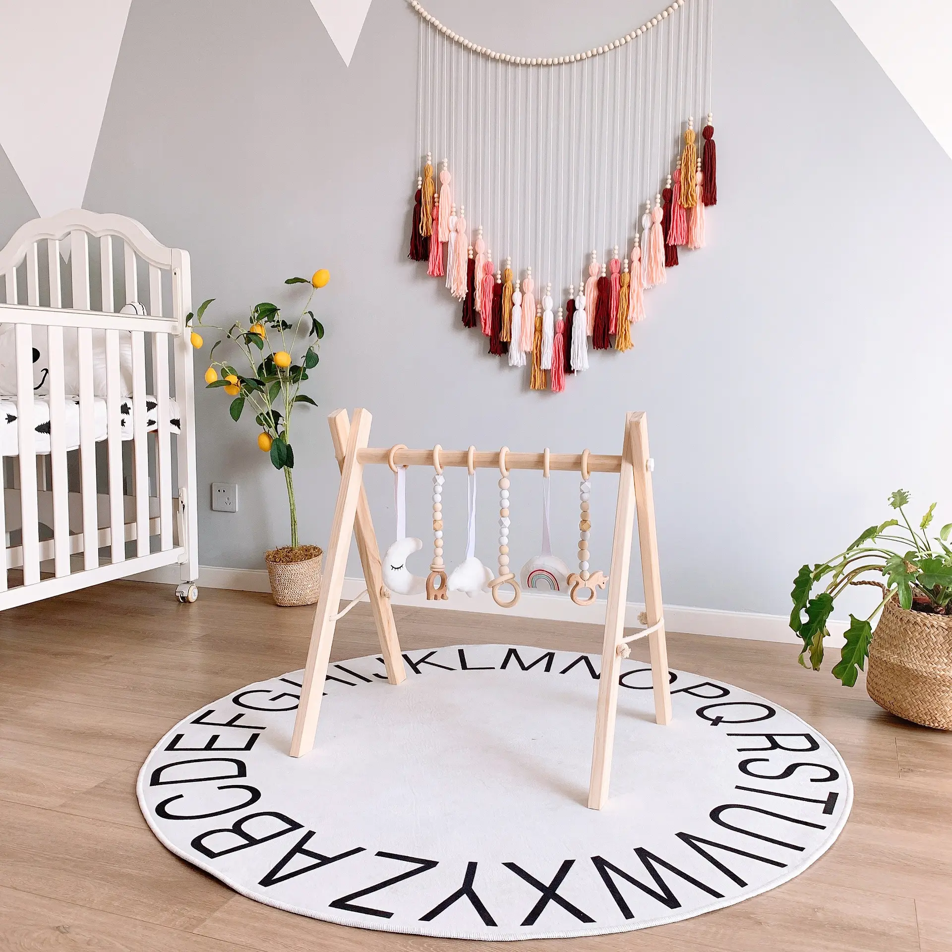 Vente en gros Tapis de jeu pour bébé en rotin en bois Activité pour enfants Support de fitness pour l'éducation précoce en bois