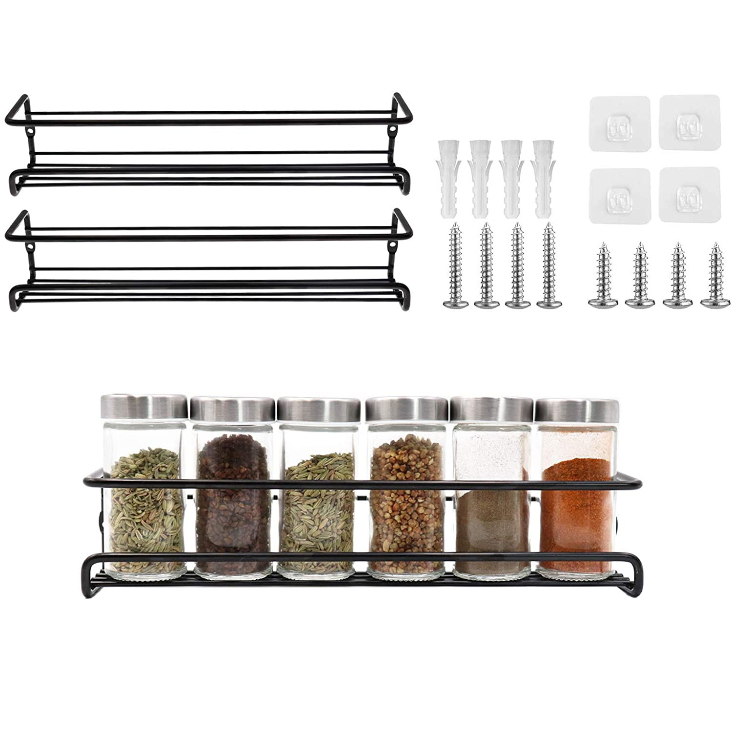 Two-pack boxed spice rack black (bottles not included)