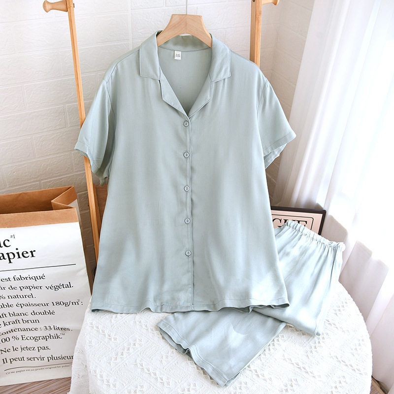 Satin Solid Color Women's Short and Long Suit - Light Green