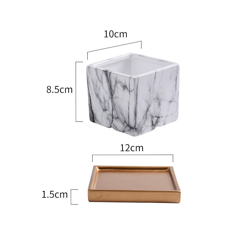 Square Black and White Pattern Small Size 10cm (with Tray)