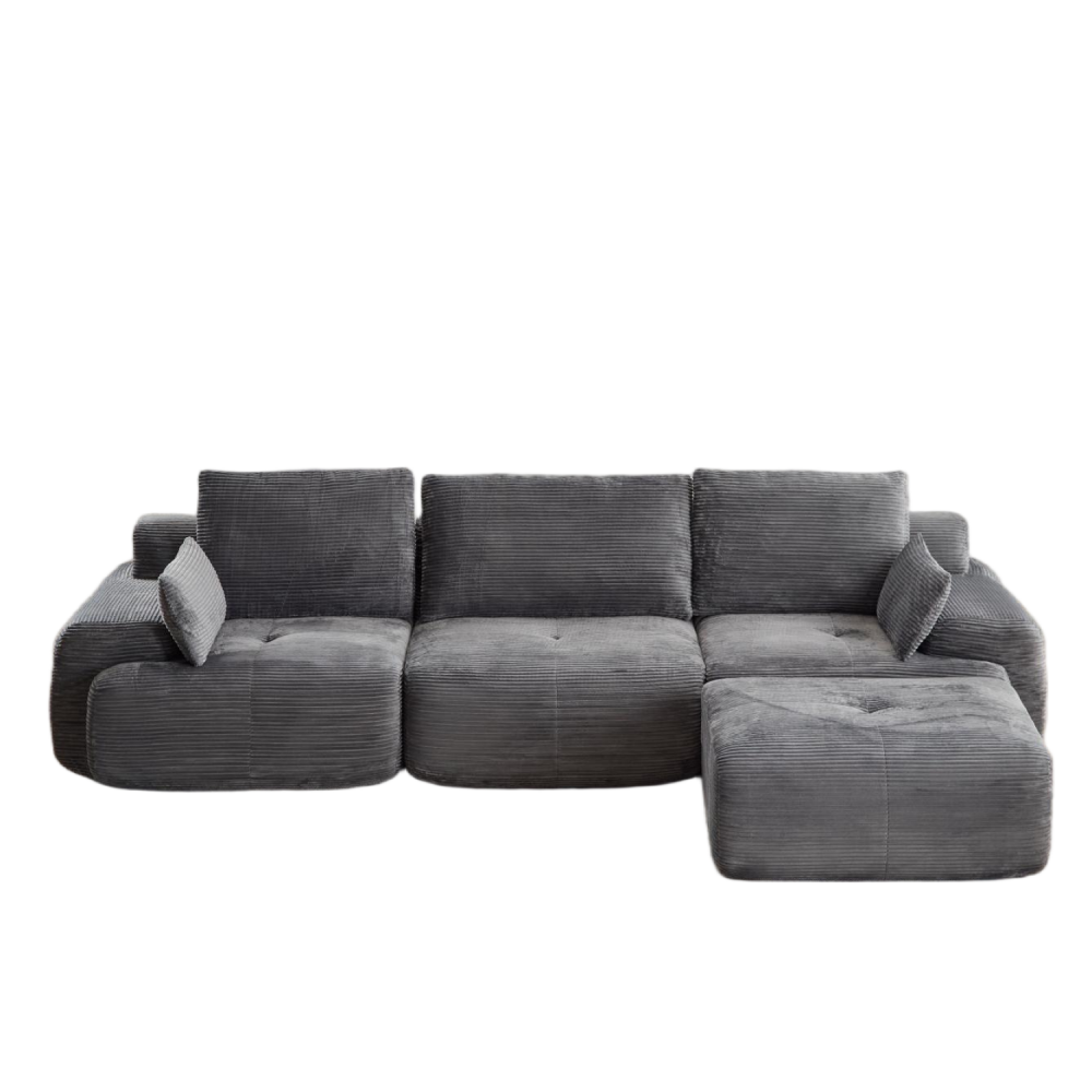 Grey + Corduroy + 3 Seat