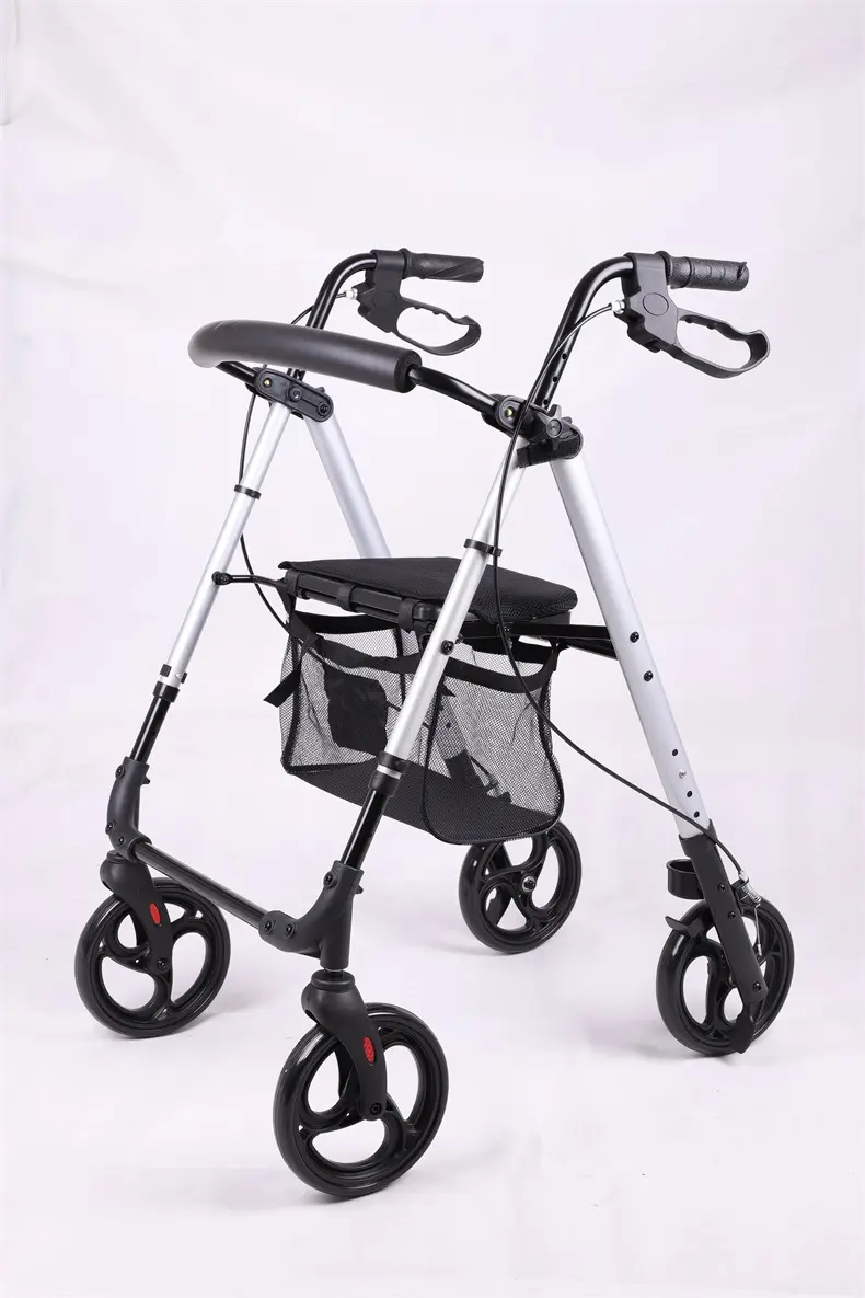 Walker Aids Rolla tor aus Aluminium legierung mit Sitz Steh rahmen Rehabilitation Einkaufs wagen Korb für Behinderte der Ältere