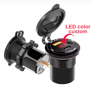 智能双QC3.0/PD <span class=keywords><strong>USB</strong></span> 12v汽车充电器 + 发光二极管电压显示器-通用房车船卡车电源插座