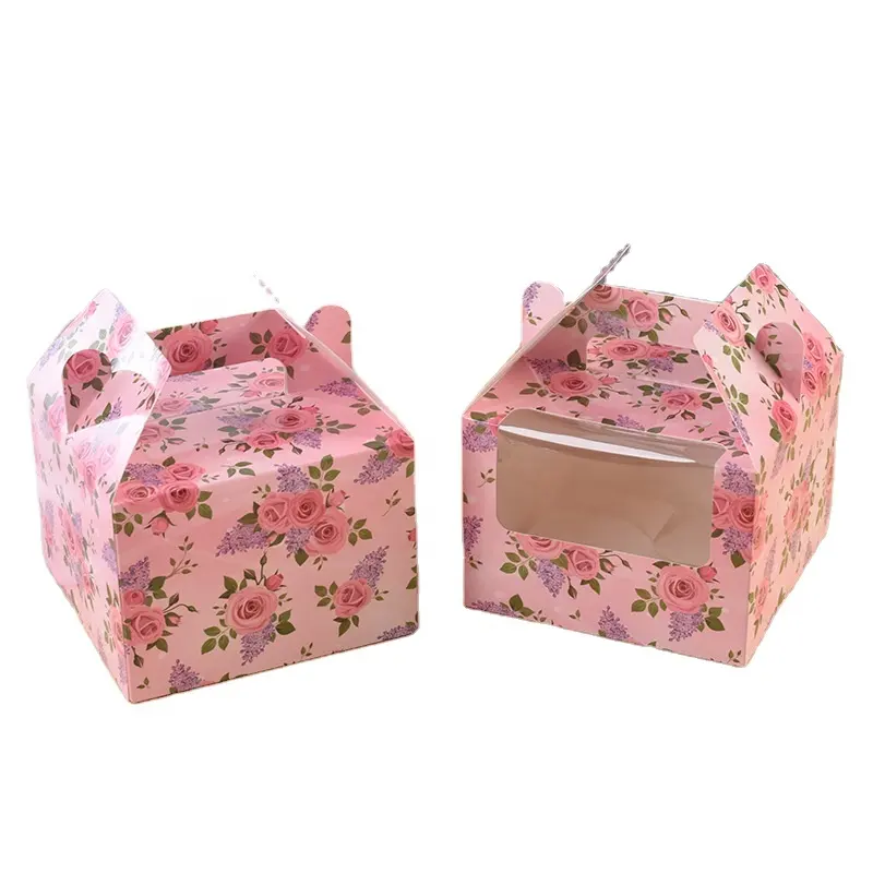 China de fábrica de impresión de logotipo personalizado boda cumpleaños panadería galleta Cakebox de papel de cartón de caja de pastel con ventana