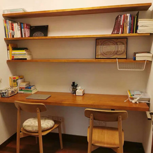 Solid Wood <strong>Desk</strong> Bookshelf Integrated Table Suspended One-line Board Study Table Wall-mounted Wall Suspended <strong>Computer</strong> <strong>Desk</strong> - Product Image 1