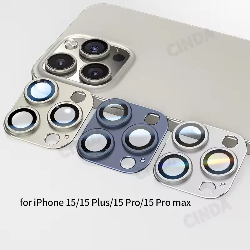 Kamera objektivs chutz für iPhone 15 14 13 12 11 Serie 9H Gehärtetes Glas Metall Aluminium Ring Kamera objektiv Film abdeckung