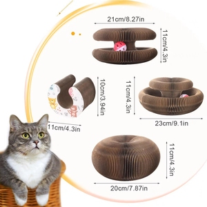 Tablero de rascado de gato de órgano mágico plegable corrugado interactivo personalizado estilo moderno Bola de hierba gatera redonda - Product Image 6