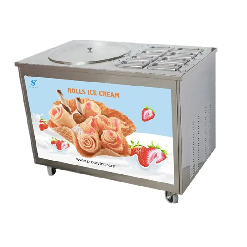 Máquina de rollos de helado fritos, incluye 8 bandejas para fruta