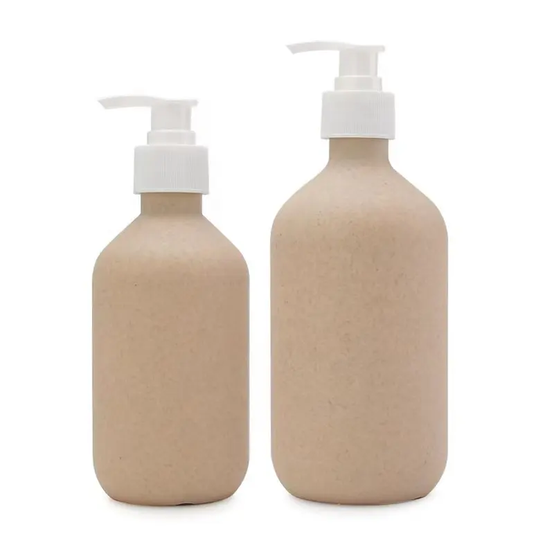 Envase de plástico biodegradable para champú, botella cosmética de paja de trigo compostable con bomba de loción, respetuoso con el medio ambiente