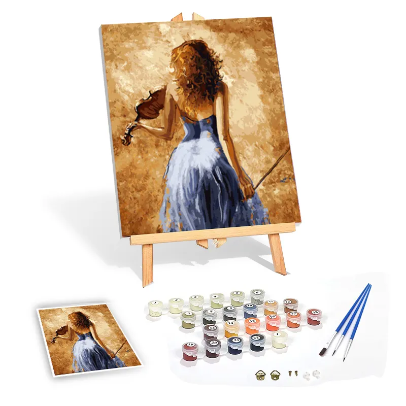 Pintura a óleo DIY Pintura por Kit Número Big Ben com sete cores pintura adulta por números lona Desenho Com Escovas 40x50cm