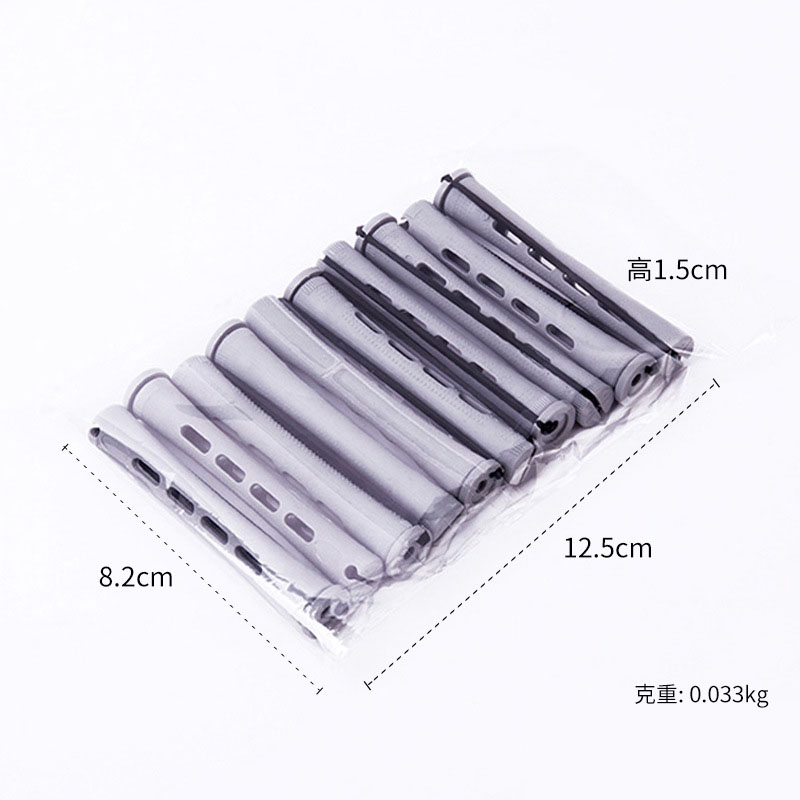 Hair rolls with cap & 1.5 Pack of 10 Gray