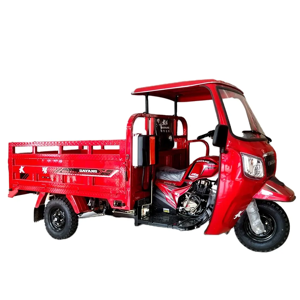 Tricycle Cargo motorisé rouge, cabine de stationnement 10 pouces, 200cc, 250cc, 300cc, livraison gratuite