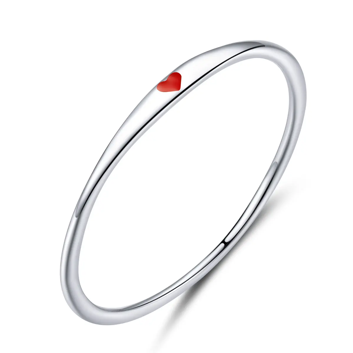Autentico anello a cuore rosso semplice in argento Sterling 100% 925 per regalo di fidanzamento in argento moda donna SCR620