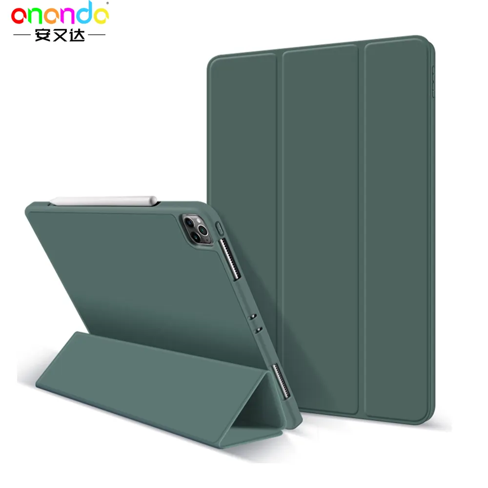 Pu Leather Flip Case Cover Voor Ipad 9.7 2017/2018 Voor Ipad Air 3 10.2 Pro 11 2020 Met Potlood Houder zachte Flexibele Back Cover