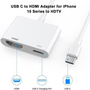 适用于iPhone 15至电视的USB C至高清电视适配器，适用于iPhone 15的C型数字影音适配器4k同步屏幕连接器电缆 - Product Image 2