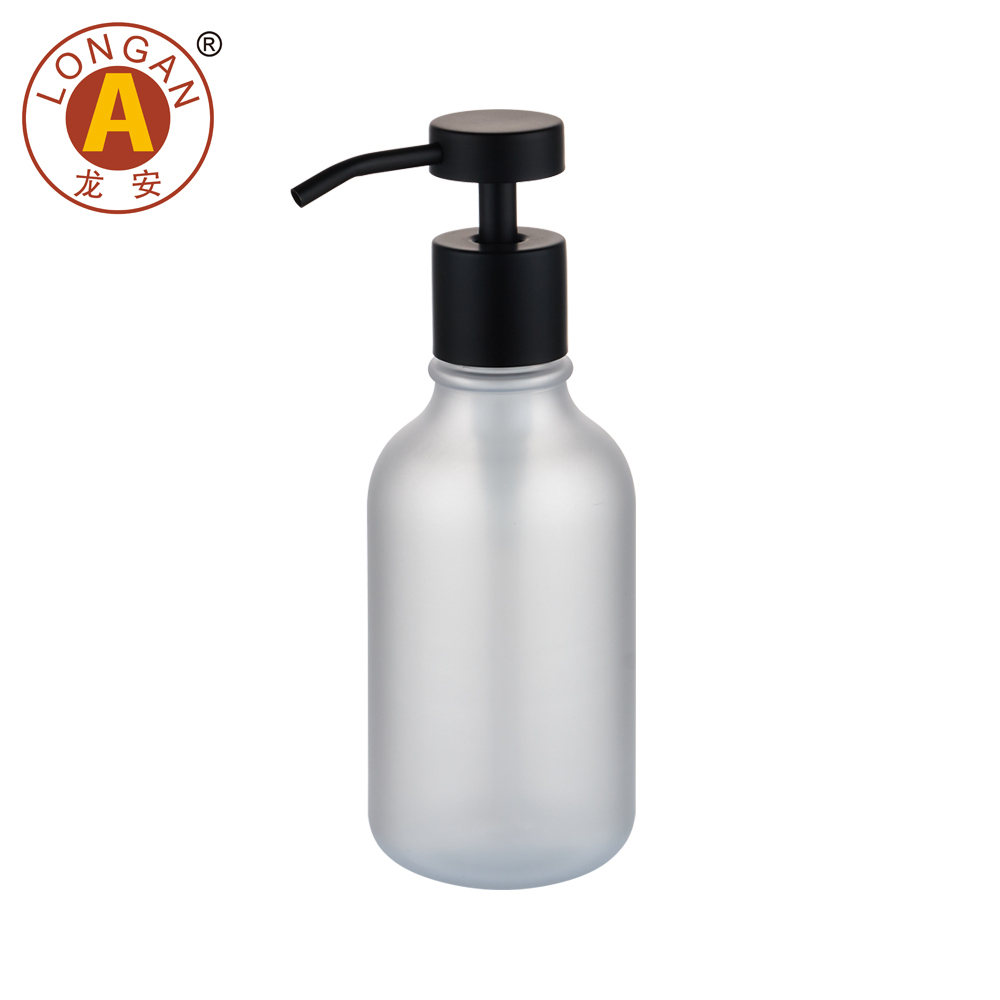 Frosted bottle with stainless steel lotion pump