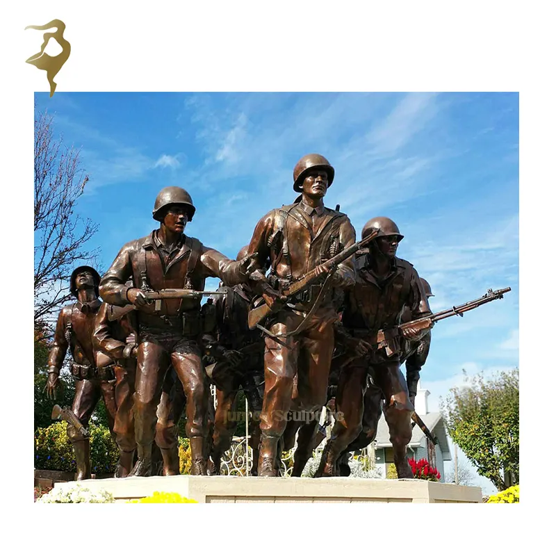 Decorazione del giardino del parco che colano scultura in metallo bronzo statua del soldato a grandezza naturale