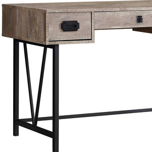 HMS 24\&quot; Taupe and Black Wooden Gaming Desk <strong>Computer</strong> &amp; Laptop <strong>Table</strong> with <strong>Three</strong> Drawers Foldable &amp; Storage Features