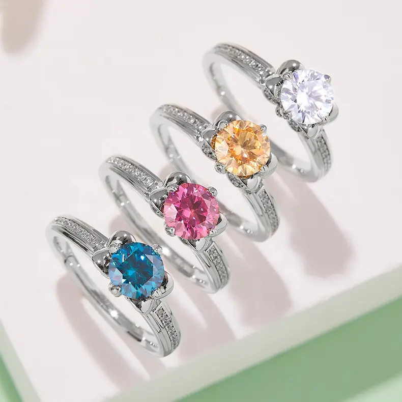 Moissanite diamante mujer lujo boda 925 anillo de plata con gemas piedra oro blanco diamante para mujer anillo Jewelri