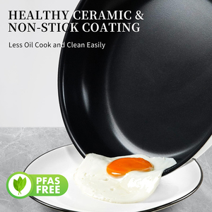 Oem chấp nhận được pfas miễn phí Bộ đồ nấu nướng màu đen Lớp phủ gốm chậu và Chảo thép không gỉ không dính chảo không có đinh tán cảm ứng cơ sở - Product Image 3